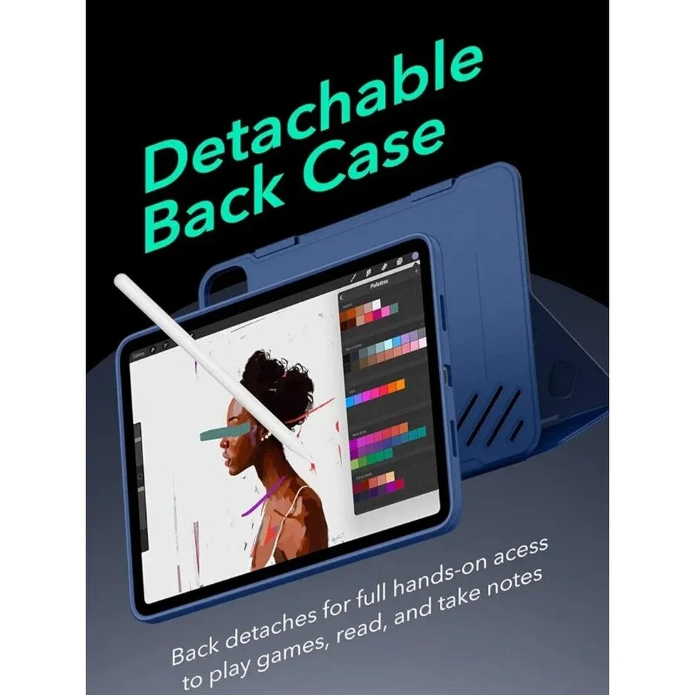 iPad Pro 11 Inch Case (M5/M4) 2025/2024 Rotating Case Removable Blue 9 Angle